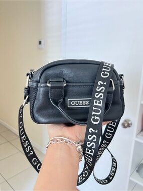 Guess Black Logo-Strap Mini Crossbody